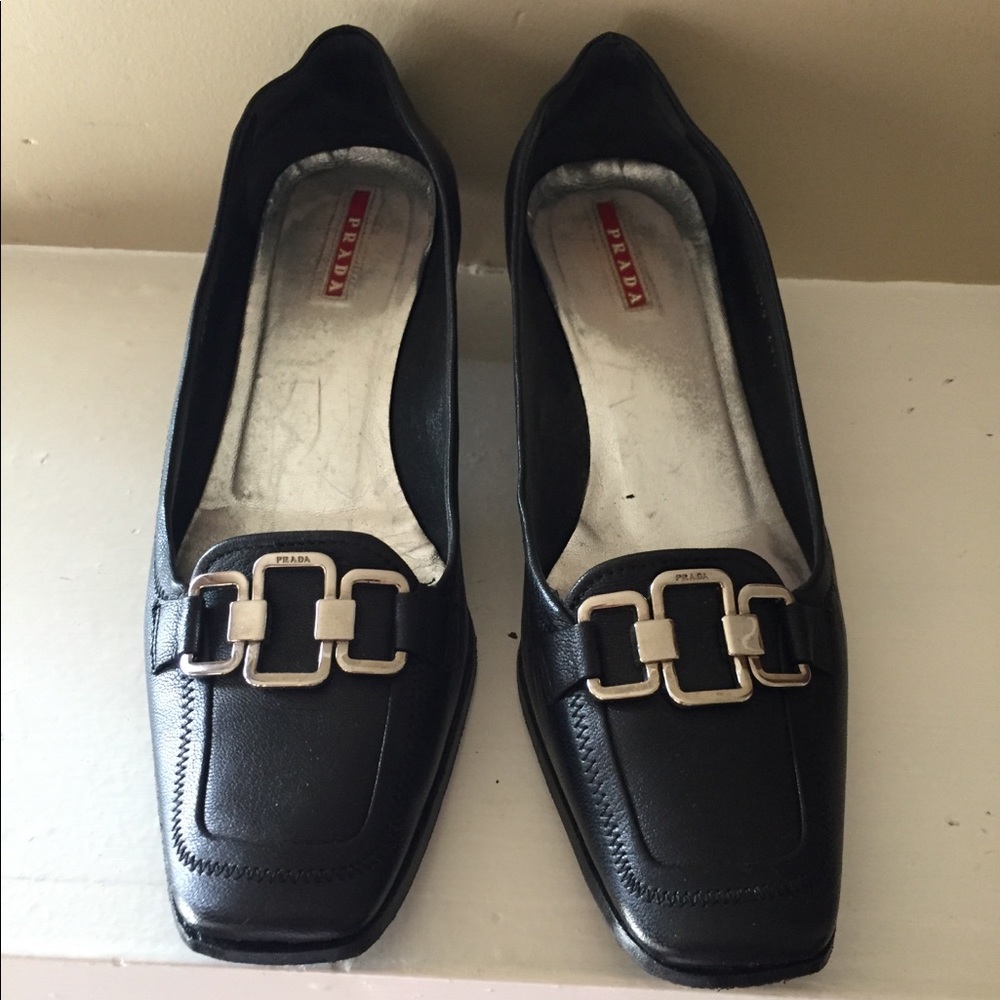 Prada kitten-heeled loafers